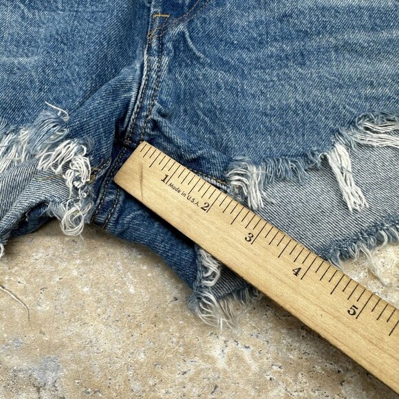 Levi’s Premium 501 High Rise Denim Cutoff Shorts W31 Distressed Frayed Hem Blue - Picture 6 of 12